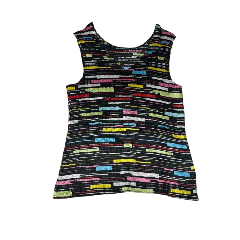 Pleated 90s‎ Y2K stretch tank top grunge szM cyber indie artsy stripes going out